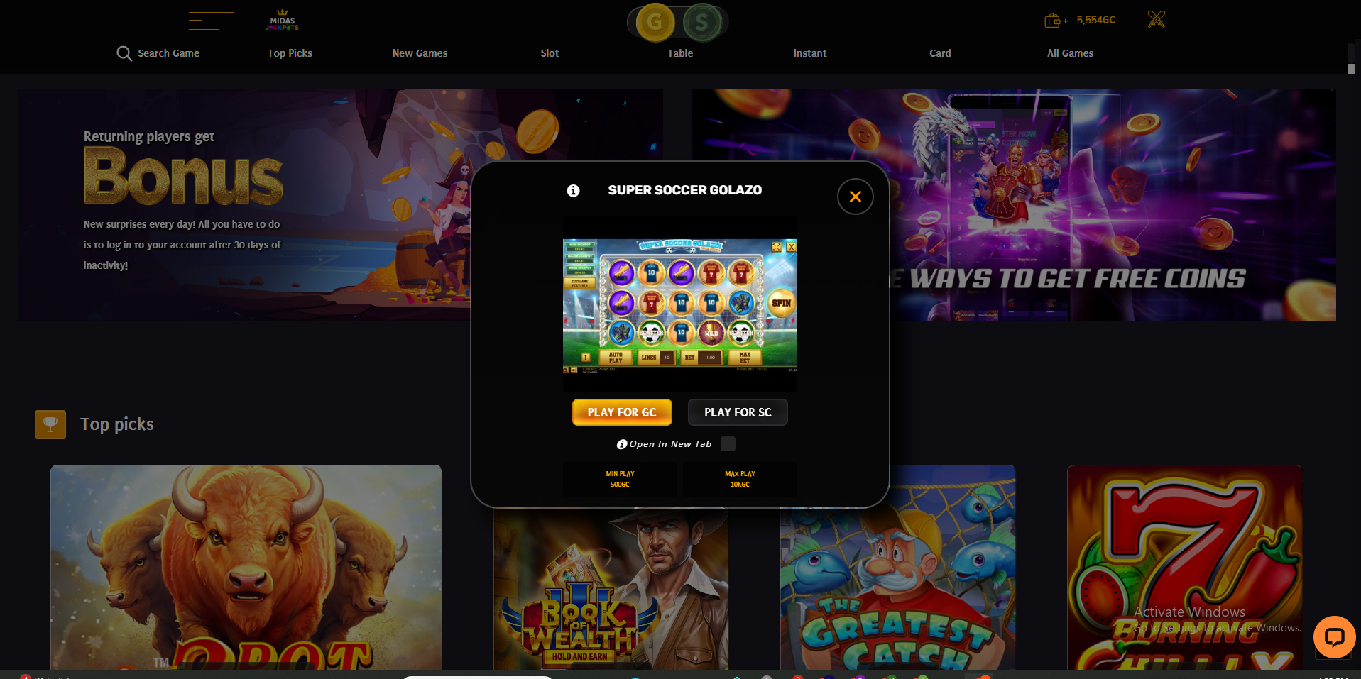 Gold Coins and Sweeps Coins